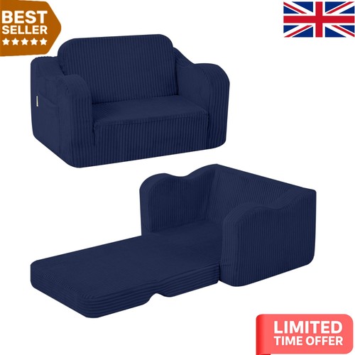 Navy blue corduroy kids couch - navy,
