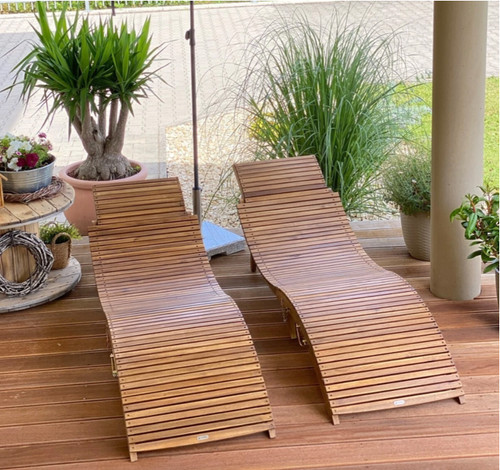 Wooden sun lounger - wooden,